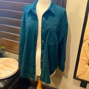 Hunter green ribbed shacket